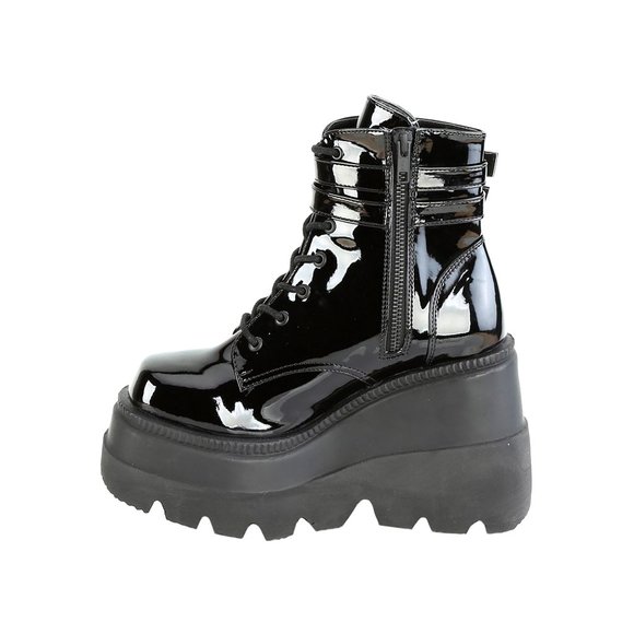 Demonia Shaker 52 Paint it Black Platform Boots - Patent Black - Picture 6 of 6